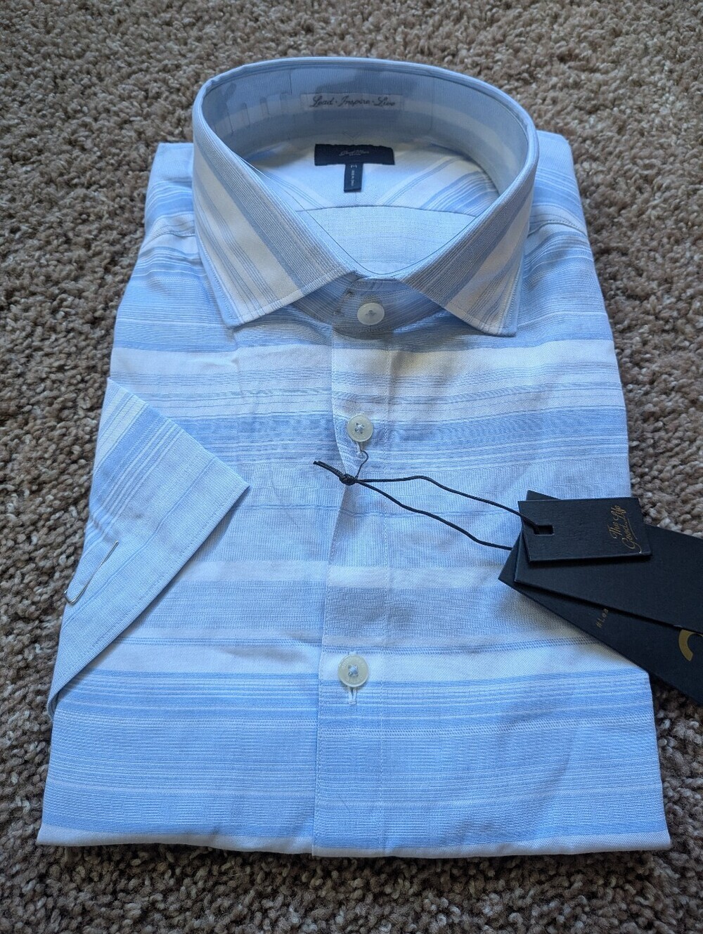 Good Man Brand Short Sleeve Striped Button Down Men's Medium NWT